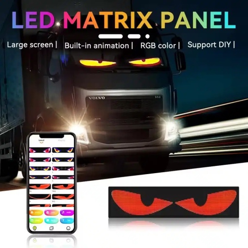 Ochi Display LED Animat Auto, Control prin Aplicație LOY SPACE (iOS &amp; Android), Lipire pe Geam, Ochi, Text și Poze Personalizate și Altele - Img 5