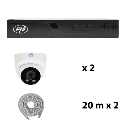 Pachet supraveghere video NVR POE PNI House IP710J, 2 camere PNI IP505J 5MP si 2 cabluri UTP CAT6 20 metri incluse - Img 6