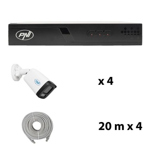 Pachet supraveghere video NVR POE PNI House IP710J, 4 camere PNI IP515J, 5MP si cabluri incluse - Img 5