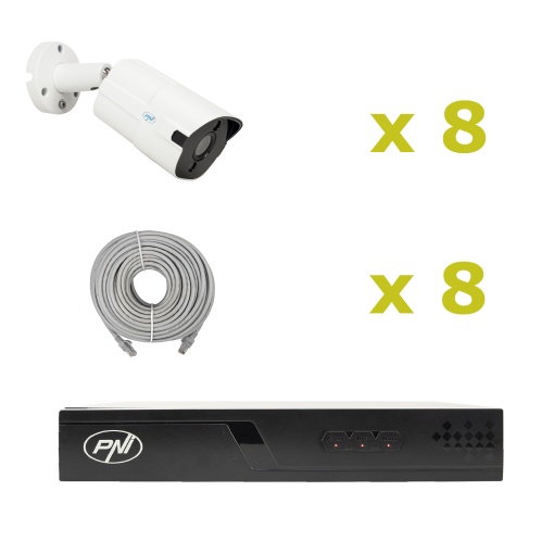 Pachet supraveghere video NVR POE PNI House IP716J, 8 camere PNI IP818J 8MP si 8 cabluri UTP CAT6 20 metri incluse - Img 10