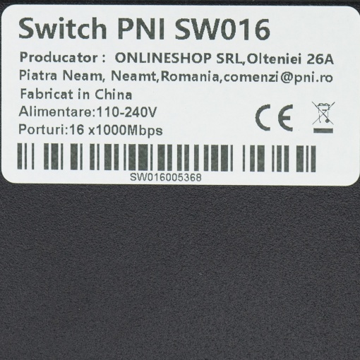 Pachet Switch PNI SW016, 16 x 10/100/1000 Mbps, Gigabit, carcasa metalica si patch 3m CAT8 PNI U8030W - Img 8
