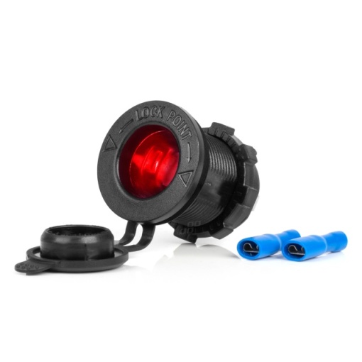 Priza bricheta auto rezistenta la apa cu lumina de fundal LED ROSU 12/24V