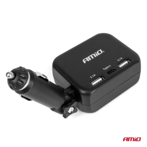 Priză brichetă cu încărcător 2x USB A 1x USB C 12/24V 100W 180° - Img 4