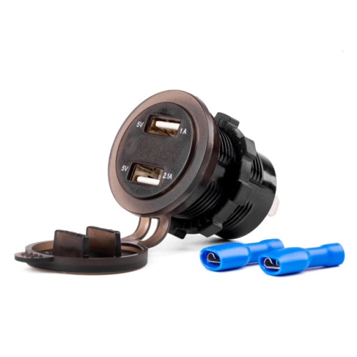 Priza cu 2 USB, cu voltmetru, 12-24V, 2.1+1.0A, incastrabila