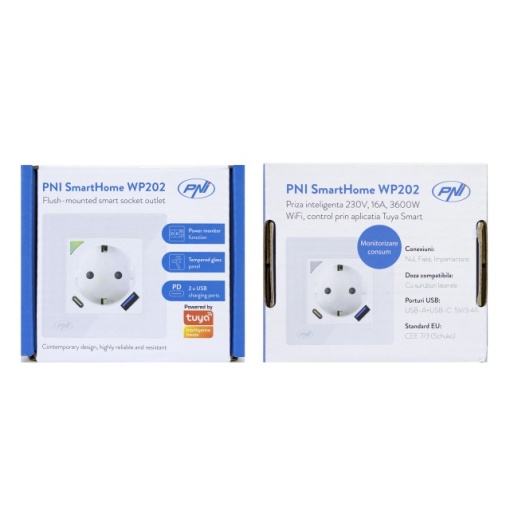 Priza inteligenta PNI SmartHome WP202 WiFi, montaj ingropat, control prin internet, aplicatie dedicata Tuya Smart, compatibila Amazon Alexa si Google Home - Img 6