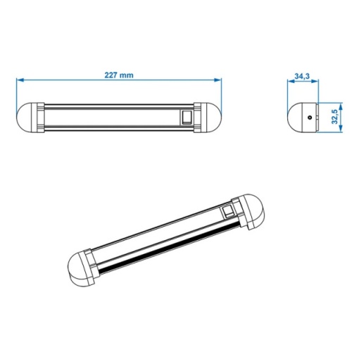 Rampa LED 10LED 12V 150lm 225x35x33mm - Img 2