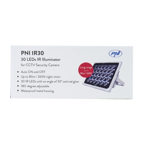 Reflector cu LED-uri infrarosu PNI IR30 pentru camere si sisteme CCTV, 30 leduri IR, distanta 80m, IP66 - Img 8