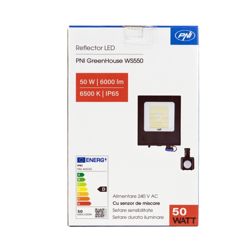 Reflector LED PNI GreenHouse WS550 50W cu senzor de miscare, setare sensibilitate, durata iluminare, 3000K - 6500K, functie dimming, alimentare 230V - Img 12