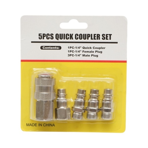 Set 5 cuple rapide 1/4 pentru furtunuri aer comprimat si scule pneumatice - Img 3