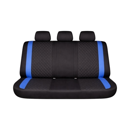 Set huse scaune auto universale negru-albastru Diamond, piele ecologica matlasata cu textil 9 piese - Img 3