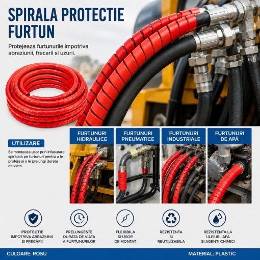 Spirala protectie furtun rosie 30x34mm 20m/rola Breckner Germany - Img 3