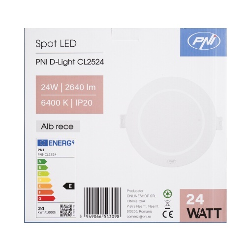 Spot LED PNI D-Light CL2524 24W, incastrabil, rotund 29 cm, 6400K, alimentare 230V, 2640 lm, alb rece - Img 7