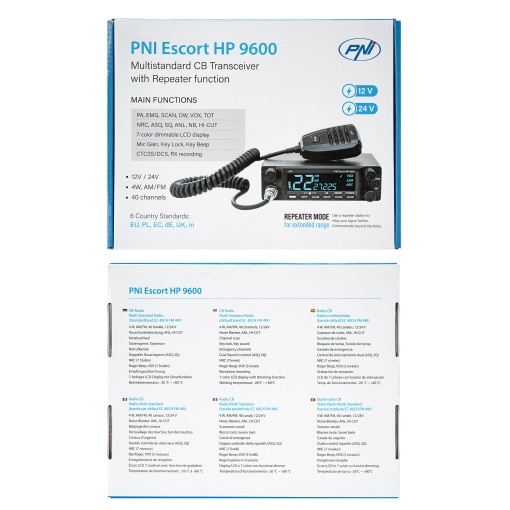 Statie radio CB PNI Escort HP 9600 multistandard, difuzor frontal, ASQ, VOX, Scan, 4W, AM-FM, alimentare 12V - 24V, functie de repetor, mufa de bricheta inclusa - Img 6