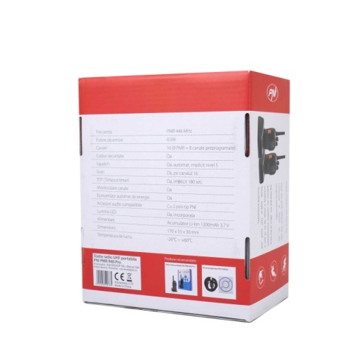 Statie radio portabila PNI PMR R40 PRO, set cu 2 buc, 0.5W, 16 canale programabile, 16 PMR si tonuri 50 CTCSS si 104 DCS, ASQ, TOT, monitor, programabila, acumulatori 1200mAh, incarcatoare si casti in - Img 3