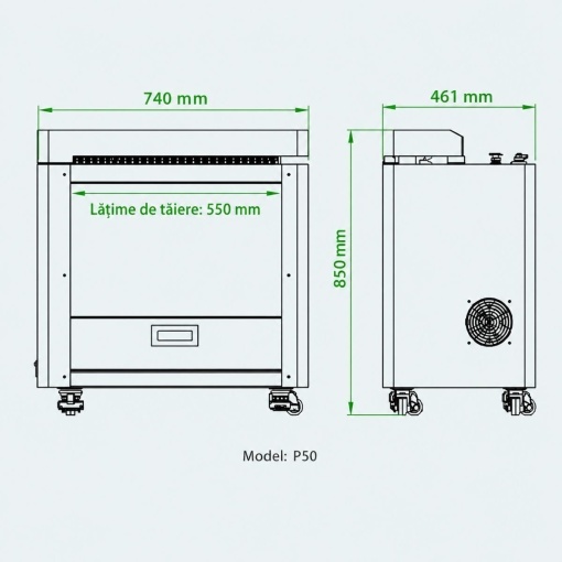 Tocator carton industrial 550mm, 1500W, 220V, viteza reglabila 0-18m/min, grosime maxima 10mm Breckner Germany - Img 8