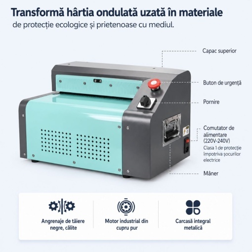 Tocator carton profesional 550mm, 400W, 220V, viteza 5m/min, grosime maxima 10mm Breckner Germany - Img 8