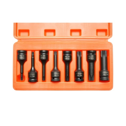 Trusa chei tubulare biti torx T30-T80, patrat 1/2 inch Cr-Mo 8 piese Breckner Germany - Img 3