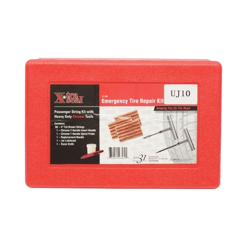 Trusa vulcanizare anvelope tubeless la rece cu snur 100mm, ac insertie, ac spirala, lubrifiant, cutter, chei imbus 57 piese X-TRA SEAL - Img 2