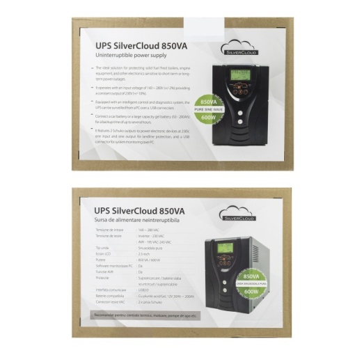 UPS SilverCloud 850VA cu ecran LCD sinusoida pura pentru centrale termice - Img 8
