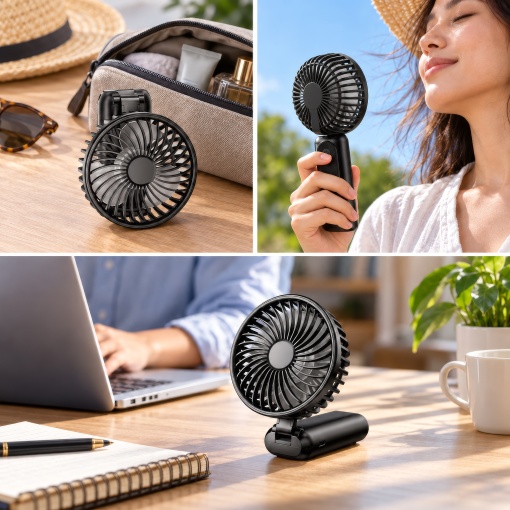 Ventilator de mana portabil PNI FAN10 cu acumulator 5000mAh cu 6 trepte de viteza, pliabil la 180 grade - Img 2