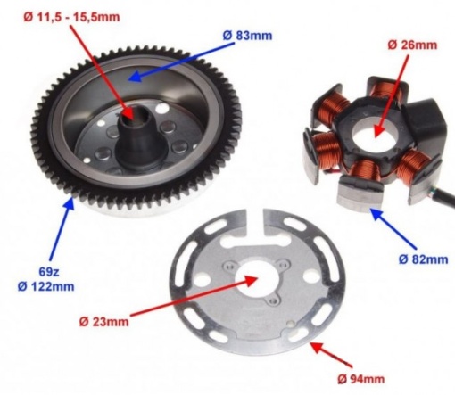 Volanta + Magnetou scuter Aprilia AM6 (6 bobine) - Img 3