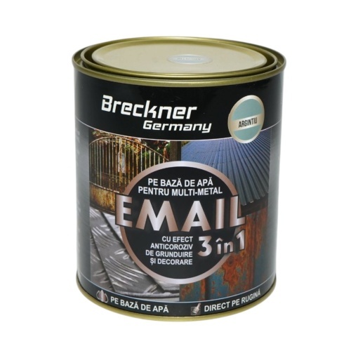 Vopsea email anticoroziva 3 in 1 argintie pentru metal 750g, direct pe rugina, pe baza de apa Breckner Germany - Img 2