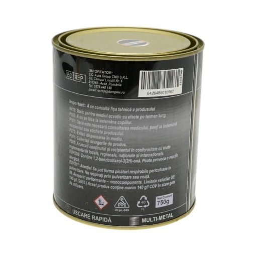 Vopsea email anticoroziva 3 in 1 cenusiu pentru metal 750g, direct pe rugina, pe baza de apa Breckner Germany - Img 4
