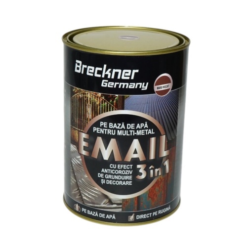 Vopsea email anticoroziva 3 in 1 maro roscat pentru metal 2kg, direct pe rugina, pe baza de apa Breckner Germany - Img 2