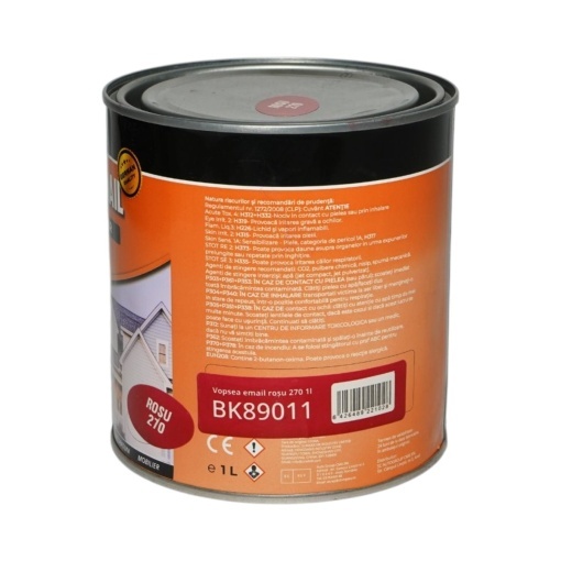 Vopsea email anticoroziva 3 in 1 rosu 270 pe baza de solvent 1L, direct pe rugina, interior si exterior Breckner Germany - Img 3