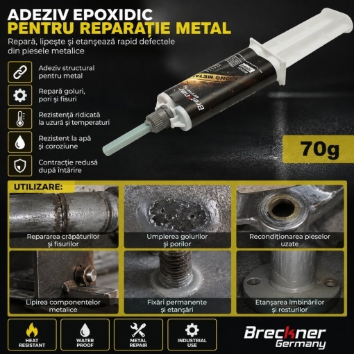 Adeziv epoxidic bicomponent pentru metal 70g Breckner Germany - Img 5