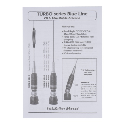 Antena CB Sirio Turbo 2000 PL Blue Line, 145cm Cod 2202105.41 fara cablu - Img 8