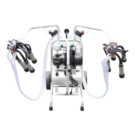 Aparat de muls vaci cu grup colector 160cc sasiu galvanizat bidon aluminiu 40L 2 posturi Breckner Germany - Img 7
