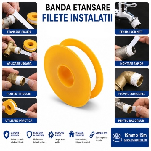 Banda etansare filete teflon PTFE 19mm x 15m HighPower - Img 4