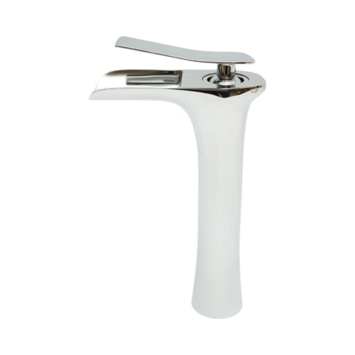 Baterie lavoar baie inalta Premium din cupru, pipa tip cascada, design rotund, monocomanda, crom lucios, furtunuri incluse - Img 3