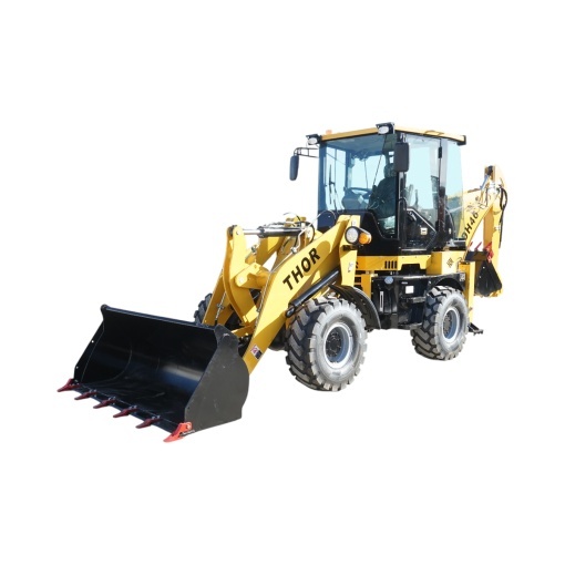 Buldoexcavator articulat compact 1.8T, motor diesel 50CP Euro 3 cu brat excavator, cupa frontala, furci paleti, picon hidraulic THOR - Img 2