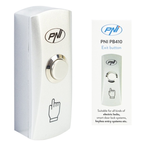 Buton de acces PNI PB410, contact iesire NO/COM, max. 12V/24V 0.5A, aliaj de zinc - Img 4
