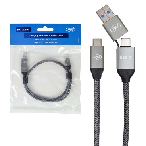 Cablu date si incarcare PNI CD600 USB Type-C la Type-C 60W + adaptor USB Type-C la USB-A, lungime 1m - Img 13