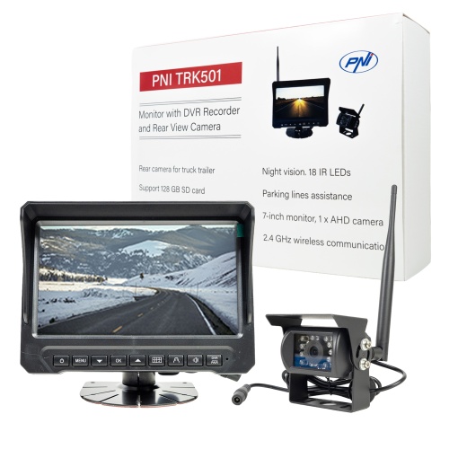 Camera de mers inapoi si monitor LCD wireless PNI TRK501 cu functie DVR, slot card micro SD, LED-uri IR, pentru camion - Img 14