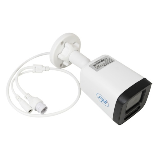 Camera supraveghere video PNI IP515J POE, bullet 5MP, 2.8mm, pentru exterior, audio bidirectional, alb