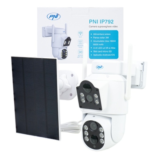 Camera supraveghere video PNI IP792 dual lens 2MP + 2MP, panou solar 3W, acumulator 6000mAh incorporat, detectie miscare, slot card micro SD, vizibilitate nocturna, audio bidirectional, IP65 - Img 5