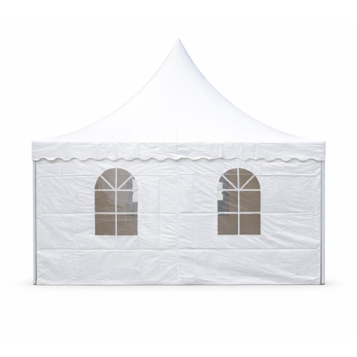 Cort evenimente pavilion tip pagoda 5x5m, alb impermeabil UV, acoperis PVC 750g/m2, cadru otel-aluminiu 48x48x2.5mm - Img 6
