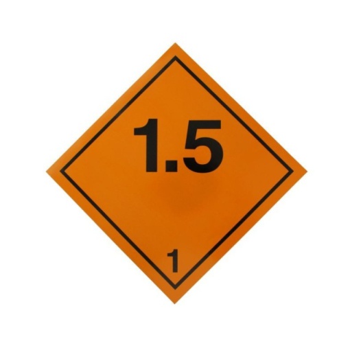 Eticheta ADR clasa 1.5 aluminiu Transport substante si obiecte explozive (300x300mm)