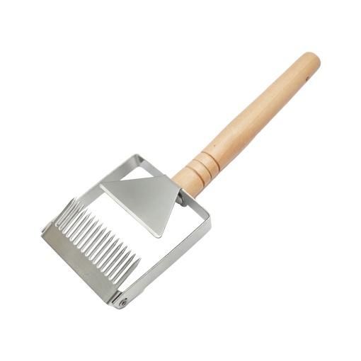 Furculita descapacit, decapsulare miere din inox cu maner din lemn - Img 3