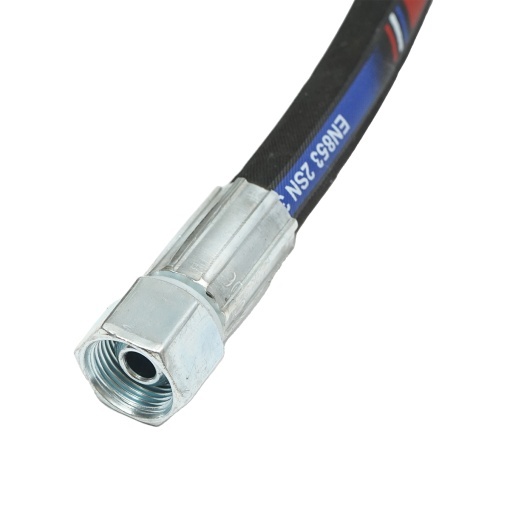 Furtun presiune 800mm hidraulic 2SN DN10 sertizat cu armaturi 90 grade M20x1,5 si armatura dreapta M20x1,5 - Img 3