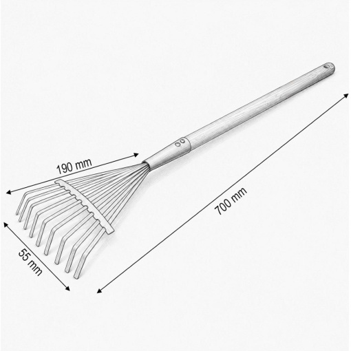 Grebla frunze metalica cu 9 dinti, coada din lemn 510mm, lungime 700mm Breckner Germany - Img 4