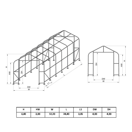 Hala industriala din PVC, latime 12.2m, lungime 24.4m, inaltime 6.4m cu structura de rezistenta metalica - Img 2