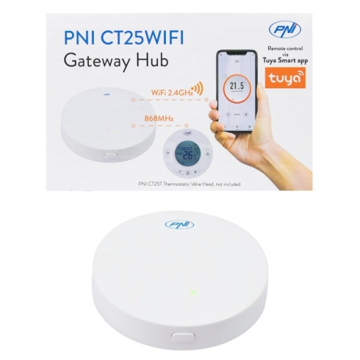 Hub Internet PNI CT25WIFI pentru Cap termostatic PNI CT25T, pentru control temperatura calorifere din aplicatie mobil Tuya Smart, integrare in scenarii si automatizari smart cu alte produse compatibil - Img 6
