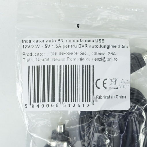 Incarcator auto PNI cu mufa mini USB 12V/24V - 5V 1.5A, pentru DVR auto, lungime cablu 3.5m - Img 7