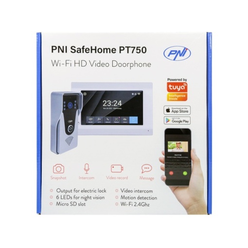 Interfon video inteligent PNI SafeHome PT750 WiFi HD, P2P, monitor interior, aplicatie dedicata Tuya Smart, integrare in scenarii si automatizari smart cu alte produse compatibile Tuya - Img 7