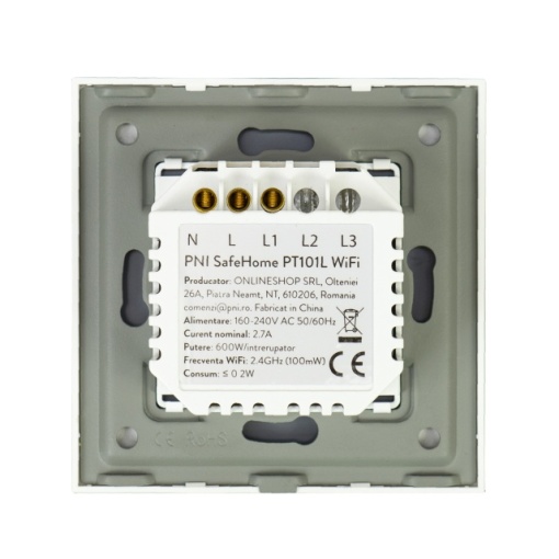 Intrerupator inteligent cu touch PNI SafeHome PT101L WiFi, 600W, control prin aplicatia Tuya Smart, compatibil cu Alexa si Google Assistant - Live Wire, fara nul - Img 5